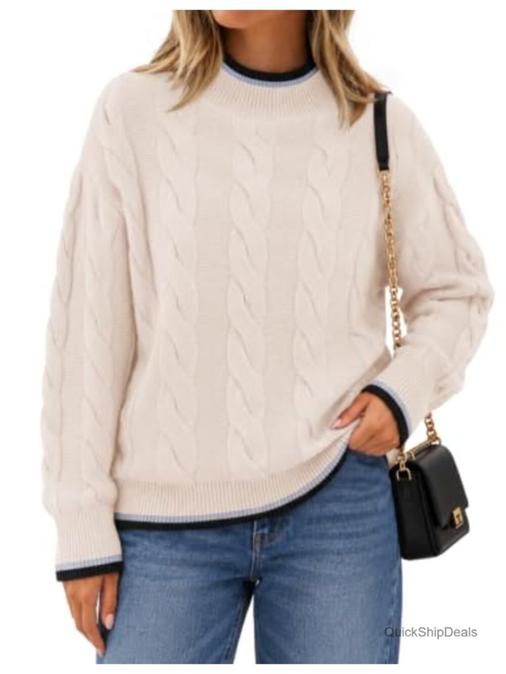 Chunky Turtleneck Pullover Sweater Long Sleeve Twist Texture